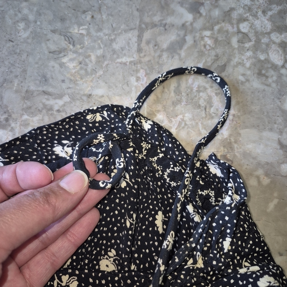 Betsey Johnson y2k Vintage 90s Rare Floral and Bow Black and Cream Patterned Set - Picture 7 of 16